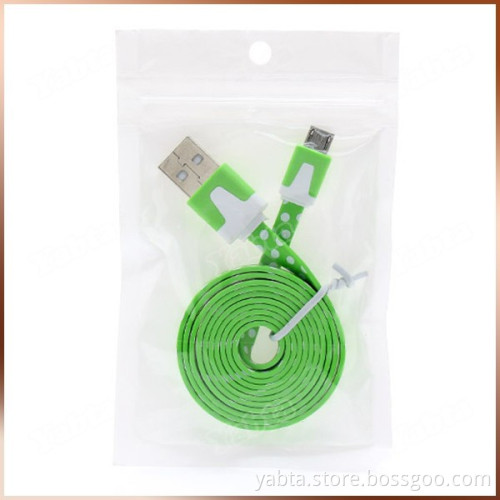 Green 1M Flat 5 Pin Micro To USB 2.0 Printed Data Cable For Android Phone